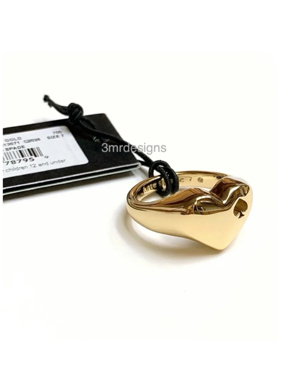 NWT Kate Spade ♠️ HEART & CUTOUT SPADE 12-K Gold Plated Signet Ring